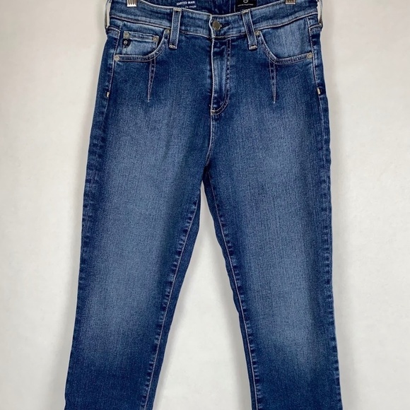 AG Adriano Goldschmeid High Rise Slim Straight Denim Blue Jeans size 28 EUC - Picture 1 of 9